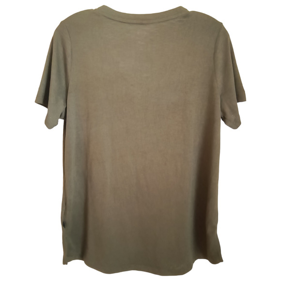 Gap Short Sleeve Tee Women's Sz M Olive Green V Neck Pull Over Soft Modal Blend - Picture 3 of 13